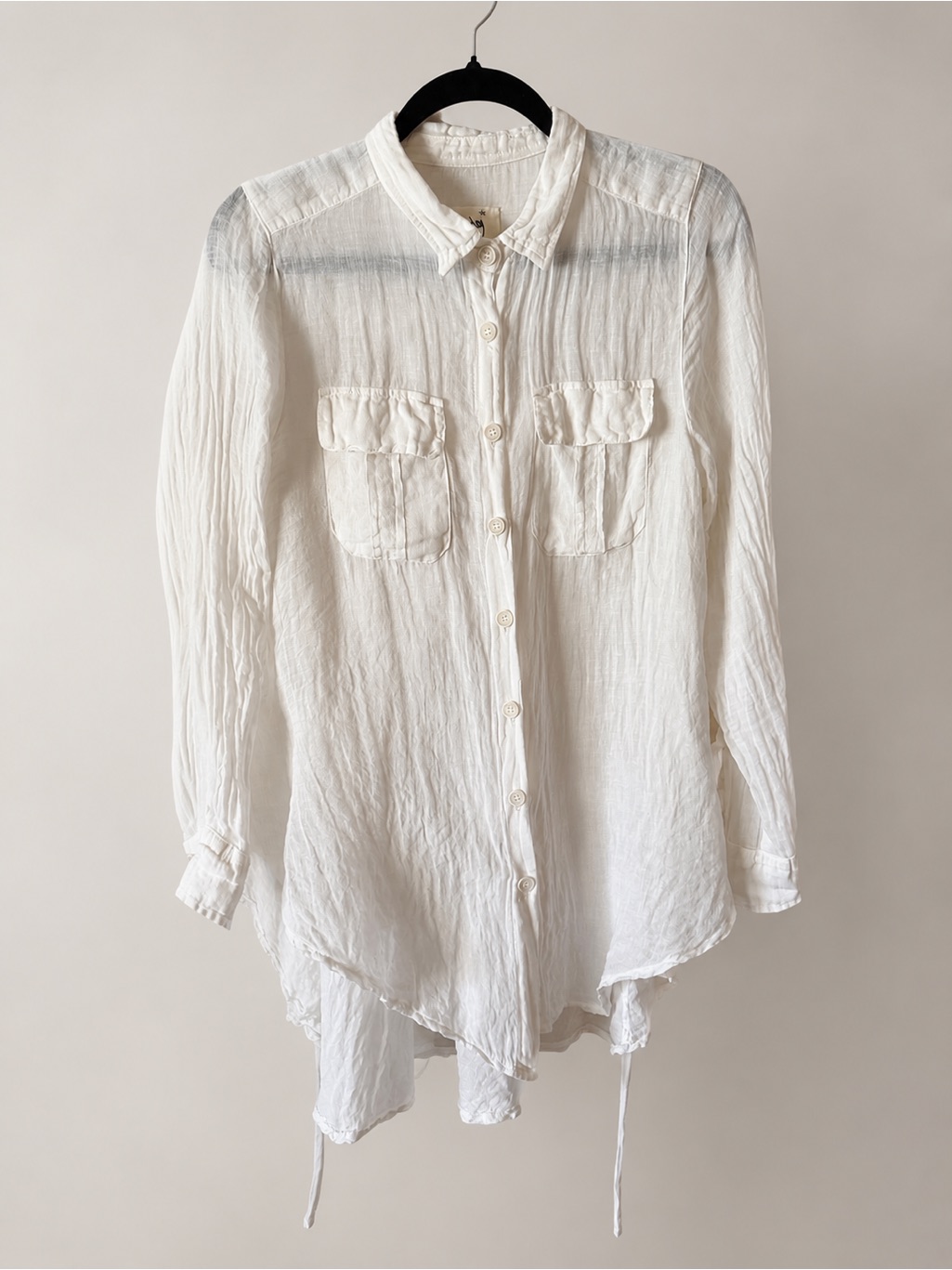 Sunday Saint-Tropez 100% Linen Beach Cover-Up Size S White Ivory Button Down